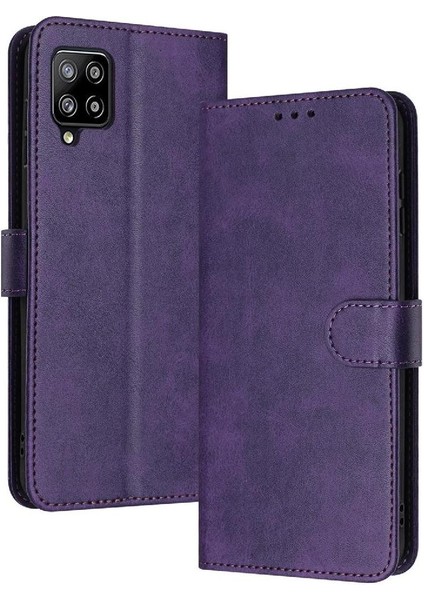 Kart Yuvası ile Samsung Galaxy A22 4g Saf Renk Pu Deri Için Flip Case (Yurt Dışından)
