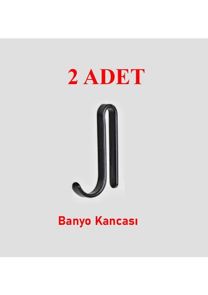 Duş Askı Rafı Aparatı Siyah 2'Lü 2 Adet Kanca Sty001