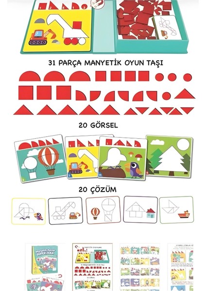 Eğitici Manyetik Parçalar ile Puzzle Yapma Seti - Magnet Tablet Puzzle Set - Manyetik Montessori Puzzle Oluşturma Set