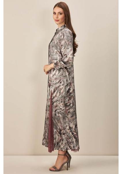 Gömlek Yaka Gri Desenli Elbise fiyatları