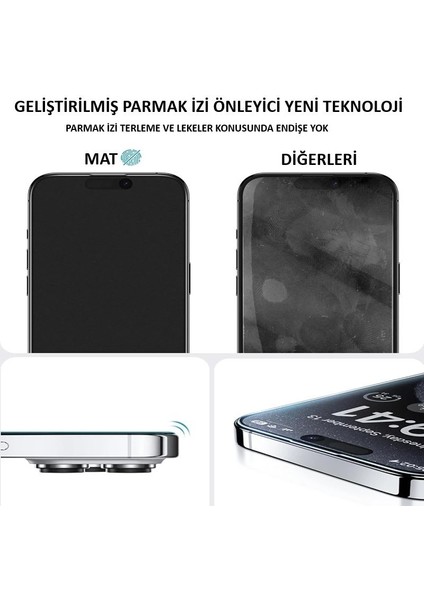 Apple iPhone 16 Pro Max Uyumlu Mate Parmak Izi Bırakmayan Ekran Koruyucu Jelatin
