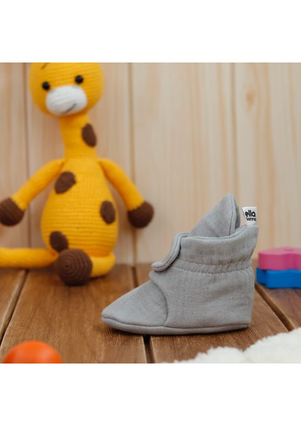 Müslin Bebek Patiği, Organik Pamuk, Yenidoğan Pandufu, Gri