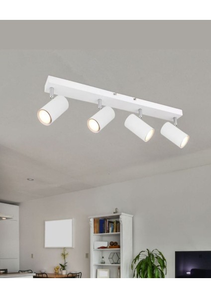 Demet Habek Mylights Beyaz Modern Panasonic Ampullü Gün Işığı Ledli Hareketli Başlıklar Modern Spor Spot LED Avize