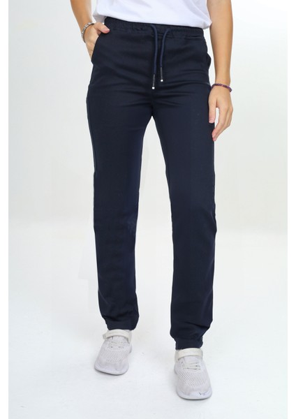 Kız/erkek Çocuk Unisex Pamuklu Gabardin Beli Lastikli Lacivert Okul PANTOLONU-PNT-0023