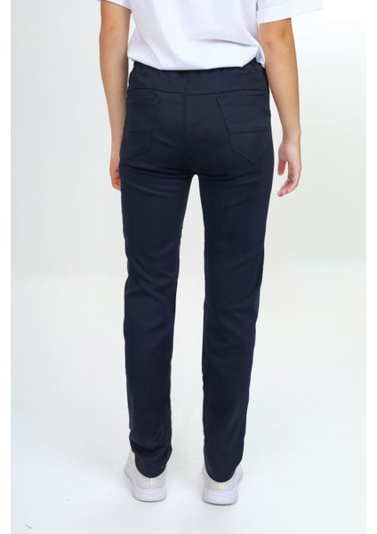 Kız/erkek Çocuk Unisex Pamuklu Gabardin Beli Lastikli Lacivert Okul PANTOLONU-PNT-0023