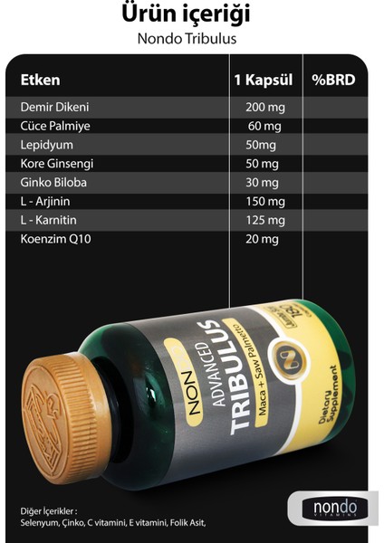 Trıbulus 180 Kapsül (Jumbo Boy 3 Aylık Kullanım Tribulus Terrestris, Saw Palmetto, Kore Ginseng)