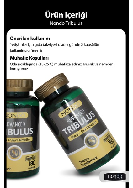 Trıbulus 180 Kapsül (Jumbo Boy 3 Aylık Kullanım Tribulus Terrestris, Saw Palmetto, Kore Ginseng)