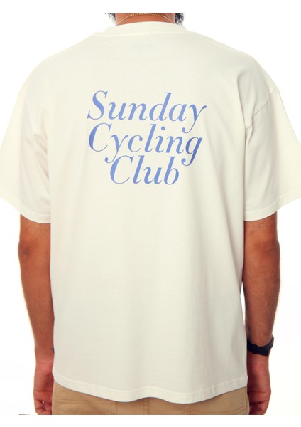 Sunday Cycling Club  Ekru Oversize Tişört