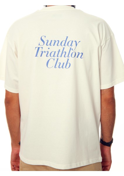 Sunday Trıathlon Club Ekru Oversize Tişört