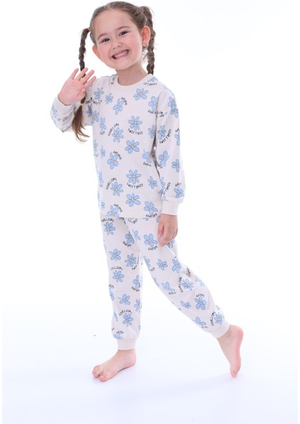 3-8 Yaş %100 Pamuk Çiçek Desenli Uzun Kollu Kız Çocuk Pijama Takımı fırsatları