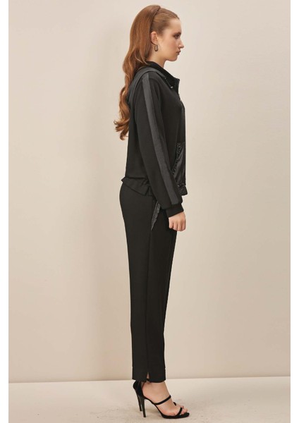 Kapüşonlu Siyah Örme Eşofman Üstü fiyatları