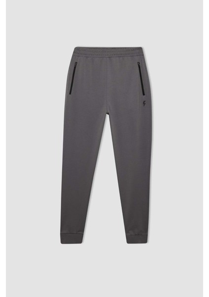 Fit Sporcu Jogger Eşofman Altı Slim Fit Dar Kesim Beli Paçası Lastikli Cepli Basic Düz D0928AX24AU