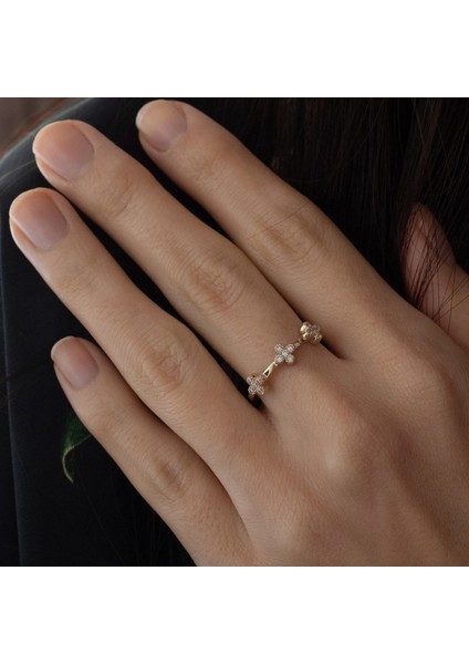 14 Ayar Altın Desenli Taşlı Kadın Yüzük fiyatları