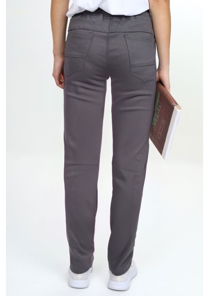 Kız/erkek Çocuk Unisex Pamuklu Gabardin Beli Lastikli Gri Okul PANTOLONU-PNT-0023