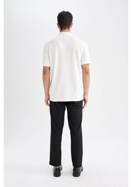 New Regular Fit Polo Yaka Kısa Kollu Beyaz Tişört D5996AX24SM