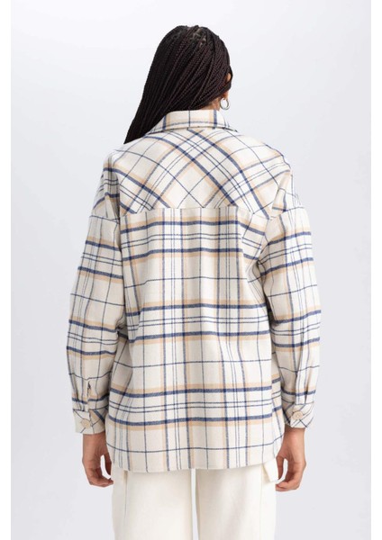 Oversize Fit Flanel Uzun Kollu Gömlek Tunik U7443AZ23AU