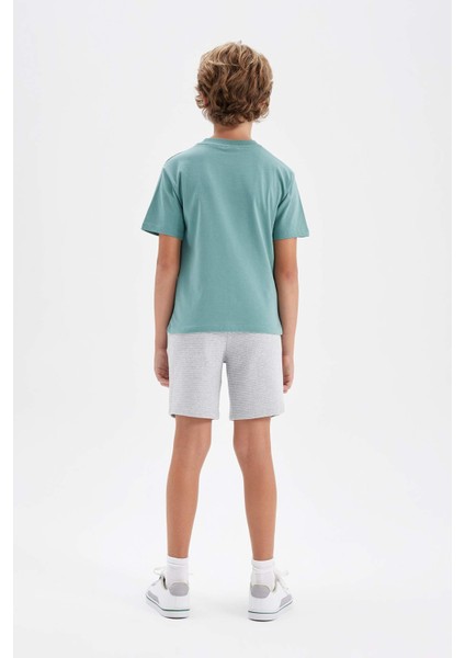 Erkek Çocuk 2'li Takım Baskılı Kısa Kollu Tişört Şort D1158A824HS