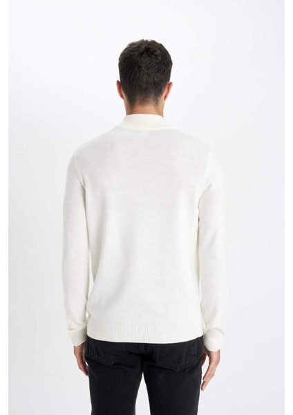 Slim Fit Dar Kesim Yarım Balıkçı Yaka Basic Düz Triko Kazak R1127AZ24WN