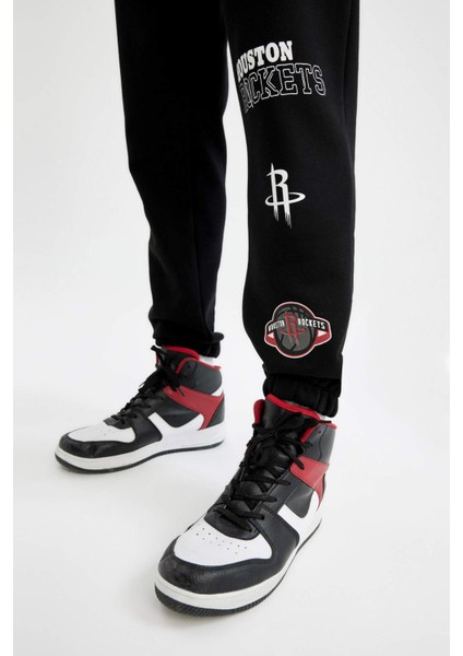 Fit Kalın Jogger Eşofman Altı NBA Houston Rockets Standart Fit Normal Kesim Cepli Düz Paça C9278AX24AU