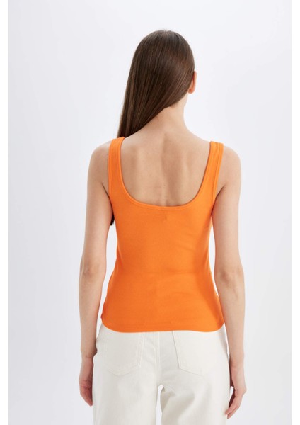 Slim Fit Dar Kesim U Yaka Ribana Basic Düz Atlet C0095AX24SM