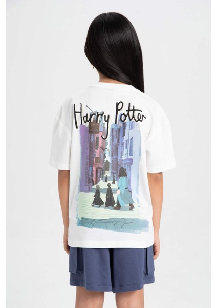 Kız Çocuk Harry Potter Relax Fit Bisiklet Yaka Kısa Kollu Tişört C2632A824SM