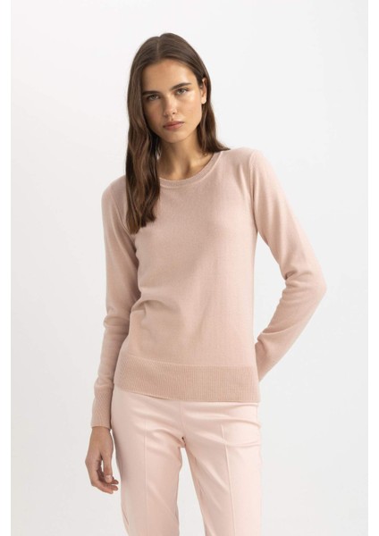 Regular Fit Yumuşak Dokulu Bisiklet Yaka Basic Düz Triko Kazak F7091AZ24WN