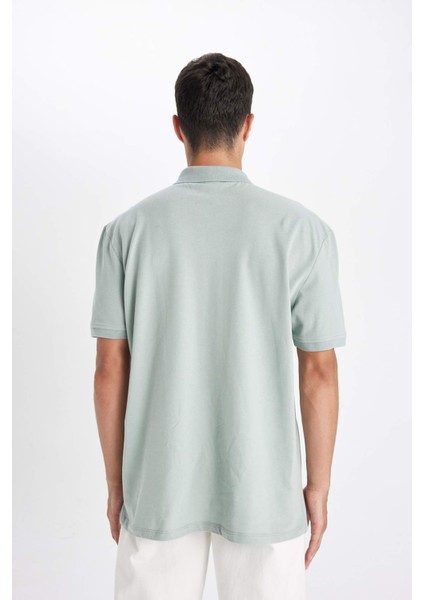New Regular Fit Polo Yaka Kısa Kollu Pike Basic Düz Tişört D4610AX24SM