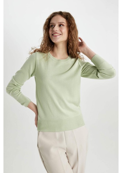 Regular Fit Yumuşak Dokulu Bisiklet Yaka Basic Düz Triko Kazak F7091AZ24WN