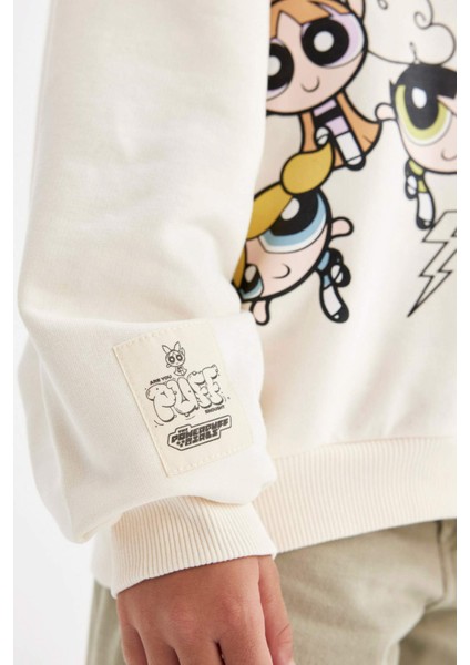 Kız Çocuk PowerPuff Girls Oversize Geniş Kalıp Bisiklet Yaka Sweatshirt C9514A824AU