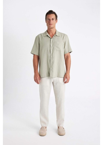 Relax Fit Düz Paça Keten Pantolon C1117AX24SM