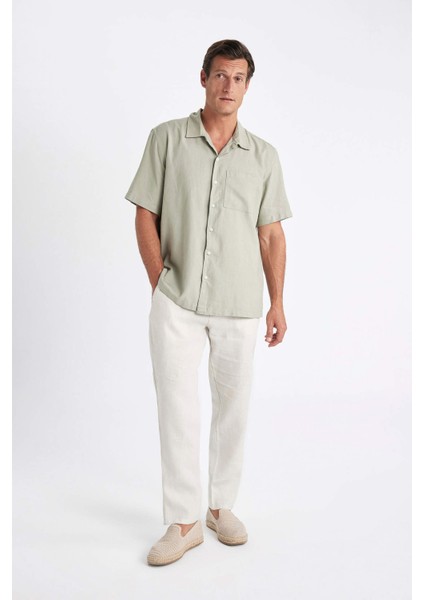 Relax Fit Düz Paça Keten Pantolon C1117AX24SM