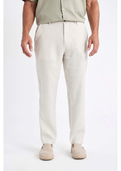 Relax Fit Düz Paça Keten Pantolon C1117AX24SM