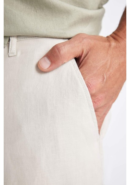 Relax Fit Düz Paça Keten Pantolon C1117AX24SM