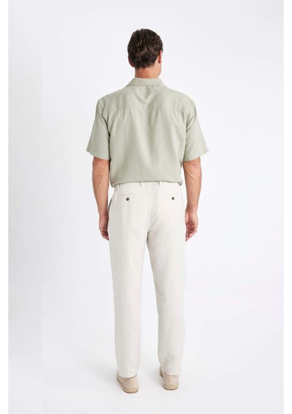 Relax Fit Düz Paça Keten Pantolon C1117AX24SM
