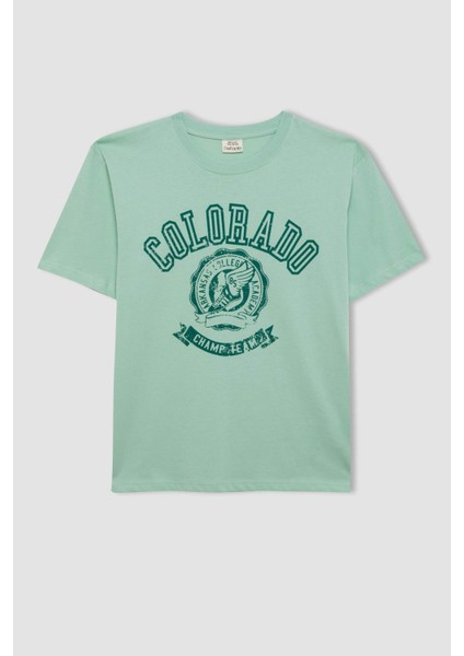 Erkek Çocuk Bisiklet Yaka Baskılı Kısa Kollu Tişört D2248A824HS