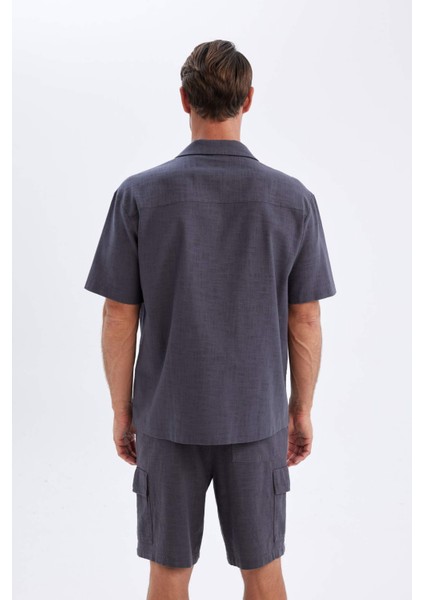%100 Pamuk Relax Fit Yazlık Polo Yaka Kısa Kollu Gömlek D4540AX24SM