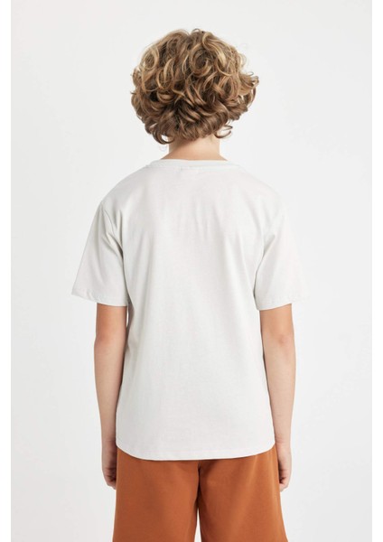 Erkek Çocuk Bisiklet Yaka Baskılı Kısa Kollu Tişört