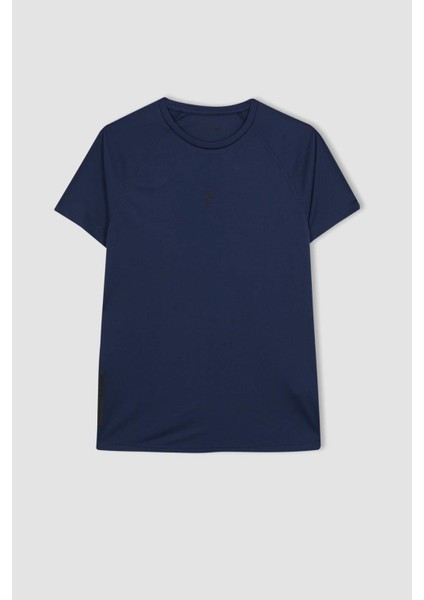 Fit Slim Fit Dar Kesim Bisiklet Yaka Baskılı Sporcu Kısa Kollu Tişört V2887AZ24SP