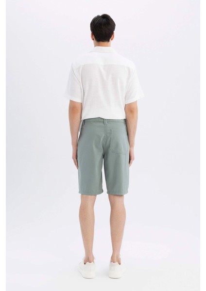 %100 Pamuk Regular Fit Düz Paça Gabardin Bermuda Şort C5397AX24SM