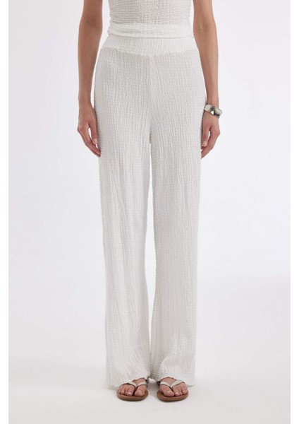 Regular Fit Beli Lastikli Basic Düz Bürümcük Pantolon D4415AX24SM