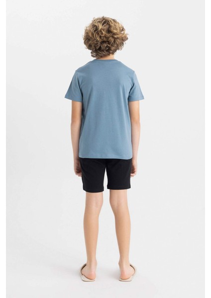 Erkek Çocuk Disney Mickey & Minnie Pijama Takımı Kısa Kollu Üst Şort C7914A824SM