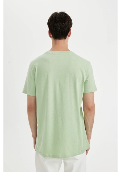 Slim Fit Dar Kesim Bisiklet Yaka Baskılı Kısa Kollu Tişört C6913AX24SM
