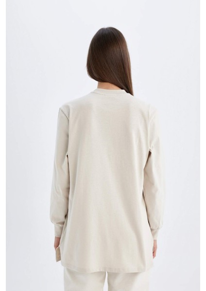 Oversize Geniş Kalıp Basic Düz Sweatshirt Tunik D0410AX24SM