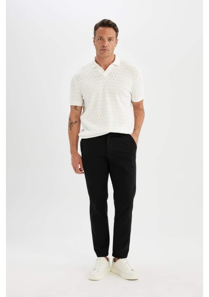 Regular Fit Normal Kesim Yazlık Twill Chino Kanvas Pantolon Cepli Düz Paça D1779AX24SP