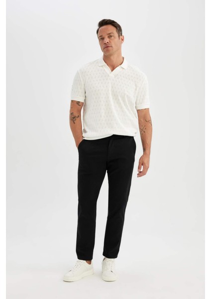 Regular Fit Normal Kesim Yazlık Twill Chino Kanvas Pantolon Cepli Düz Paça D1779AX24SP