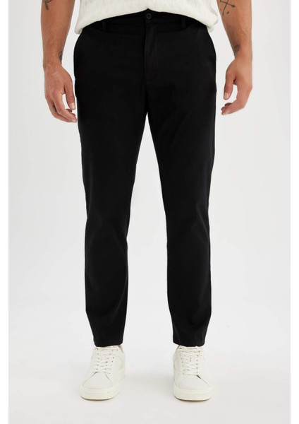 Regular Fit Normal Kesim Yazlık Twill Chino Kanvas Pantolon Cepli Düz Paça D1779AX24SP