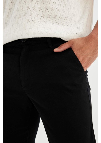 Regular Fit Normal Kesim Yazlık Twill Chino Kanvas Pantolon Cepli Düz Paça D1779AX24SP