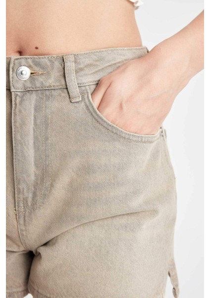 Mom Fit Yüksek Bel Jean Şort D2191AX24HS