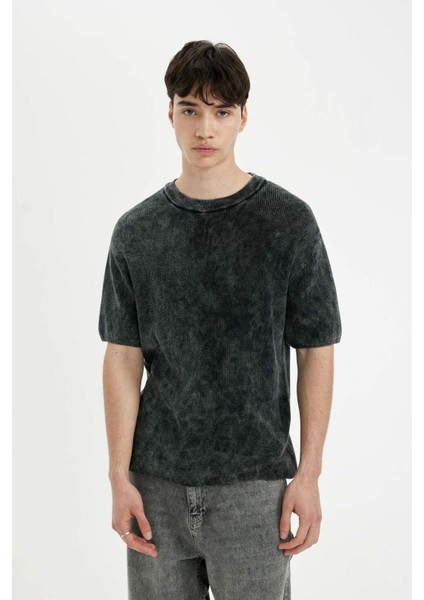 Relax Fit Bisiklet Yaka Selanik Kumaş Kısa Kollu Tişört modelleri