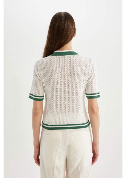 Regular Fit Polo Yaka Kısa Kollu Triko Tişört C6002AX24SM